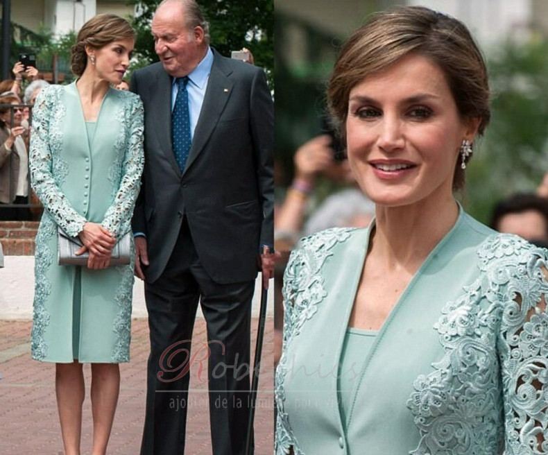 Robe Mère de Mariée Manquant Longueur Genou Dentelle Couvert de