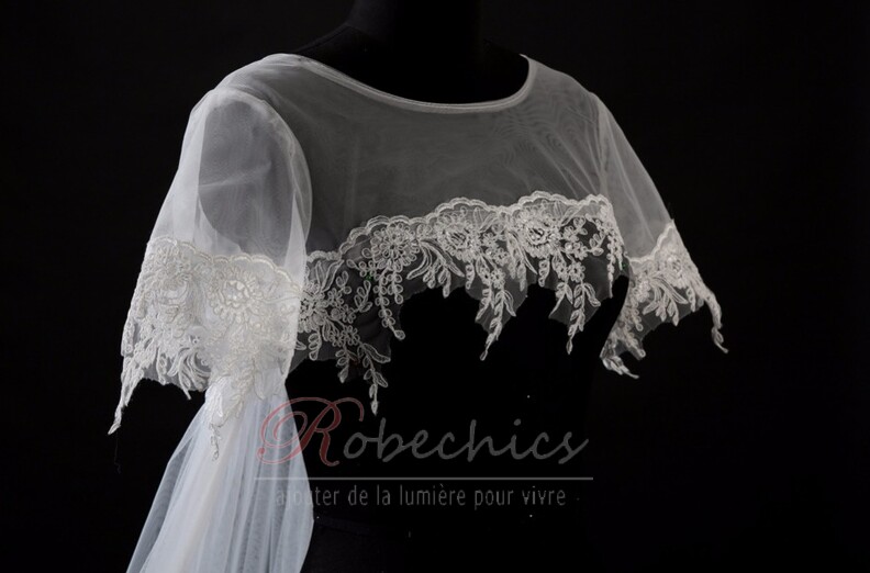 MSemis Femmes Châle Dentelle Soirée Cap Boléro Cape De Mariage Demoiselle D'honneur Chic Pour