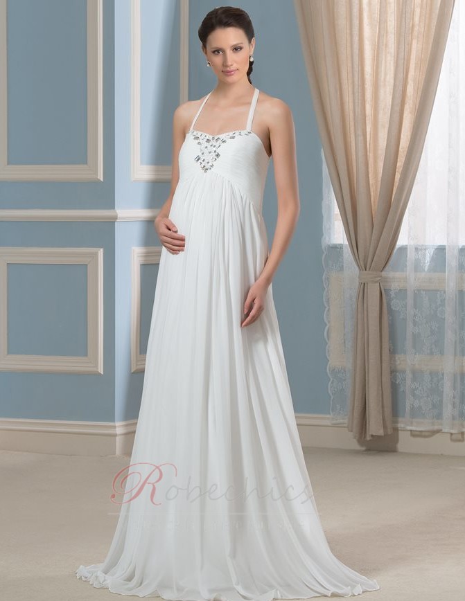 Robe de mariée Empire Maternité Sans Manches taille haute Printemps