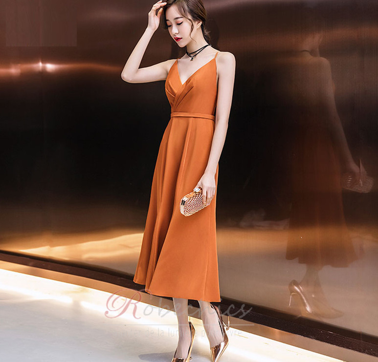 Robe de Cocktail Naturel taille a ligne Dos nu Longueur ...