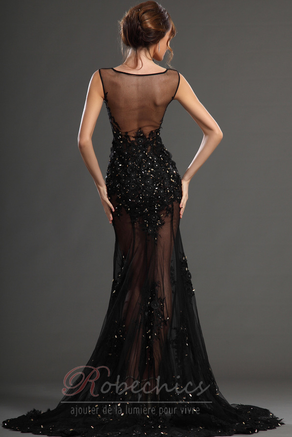 Robe de Cocktail Fourreau Noir Naturel taille Gazer Col ...