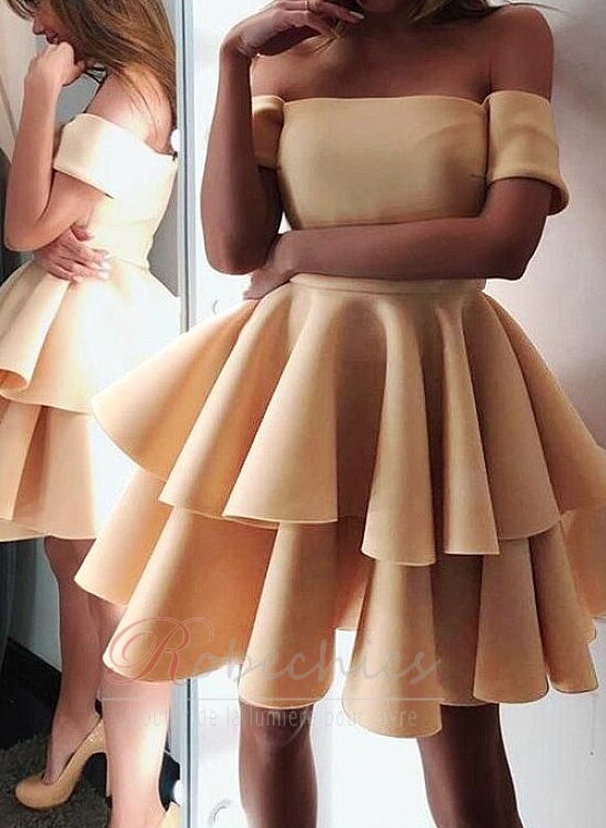 Robe de Cocktail Glissière Naturel taille Satin Manche de ...
