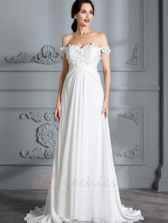Robe de mari?�e ??paule D?�gag?�e Jardin Longue taille haut M?�dium - robechics.com