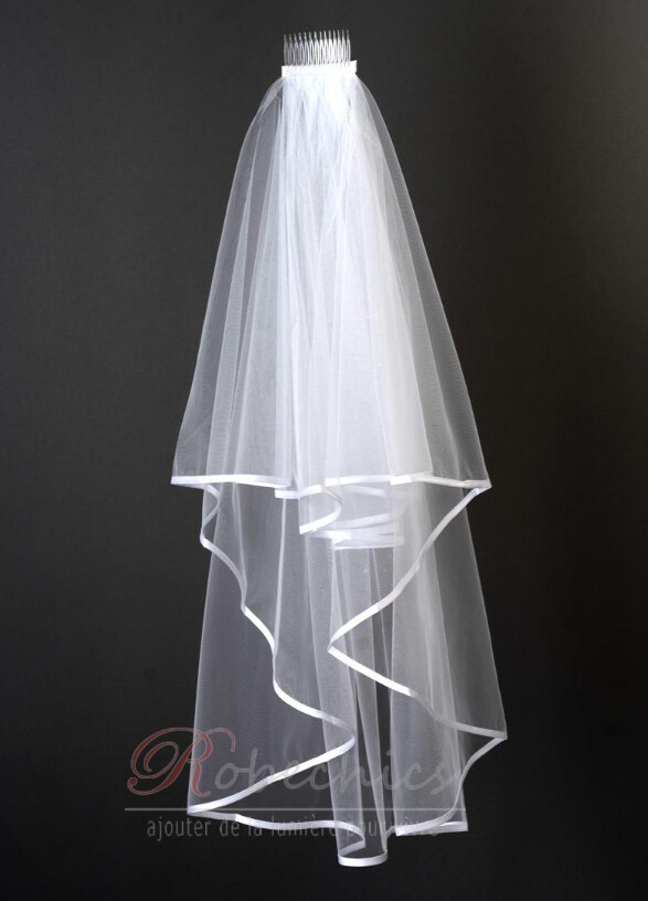 Voile De Mariée Court Tiardey - Tulle Simple Blanc Avec Peigne - Longueur 3m (118”) - Pour Mariage, Fête Ou Déguisement