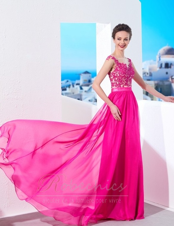 Robe de Soir?�e Longue Perle Col Bateau Manquant Moderne A-ligne - RobeChics