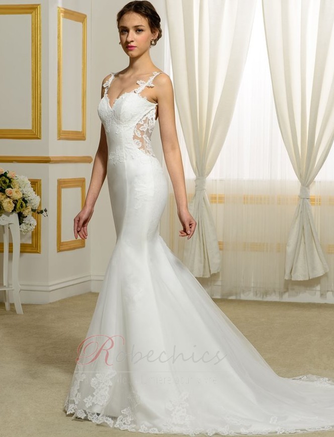 Robe de mariée Dos nu Glamour Taille chute Tissu Dentelle ...