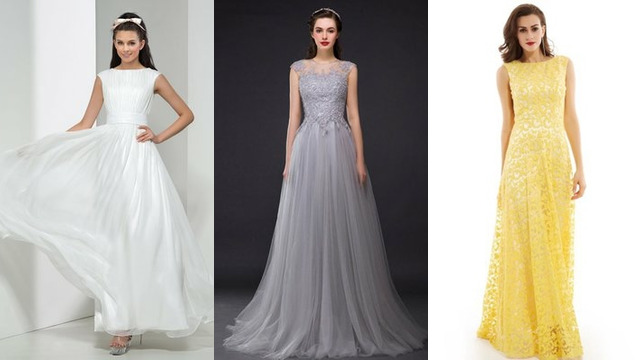 Robe Mère de Mariée Col Bateau pas cher - RobeChics