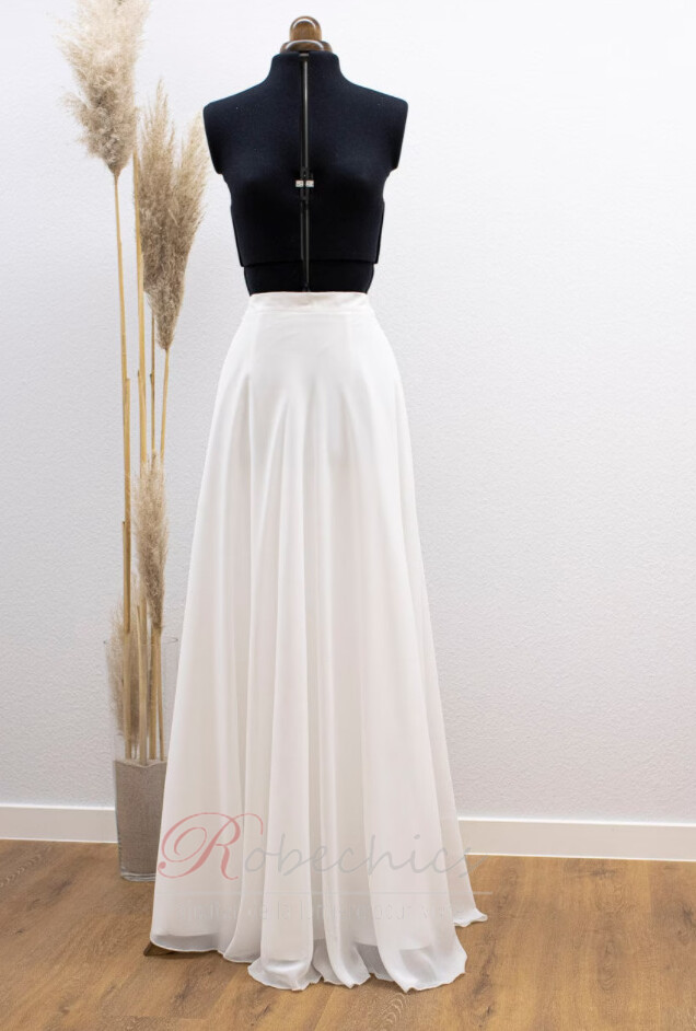 Jupe longue en mousseline de soie Jupe longue fluide et fluide Match jupe mariage RobeChics