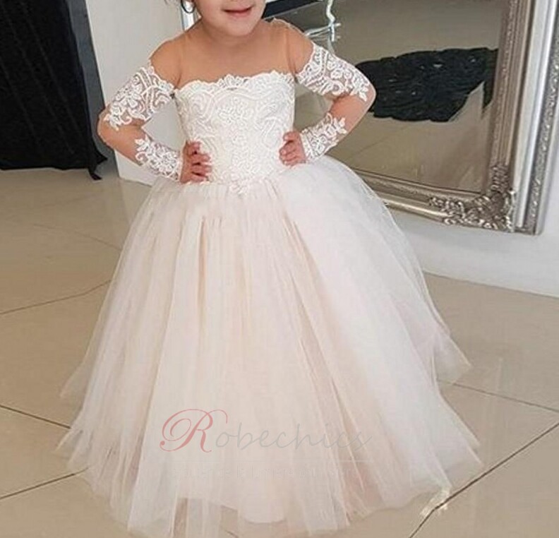 Robe Cortege Fille Dentelle Longueur ras du Sol Tissu Dentelle Norme Formelle RobeChics