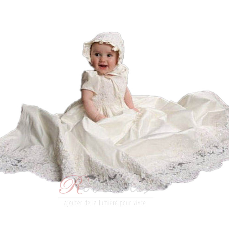Robe de baptême Satin Petites Tailles Manche Courte Formelle Princesse