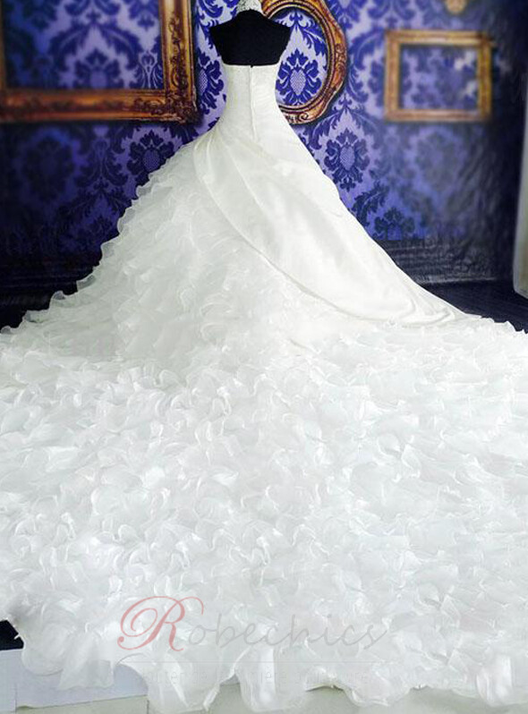 Robe de mariée Cristal A-ligne Zip Traîne Royal Automne Naturel taille
