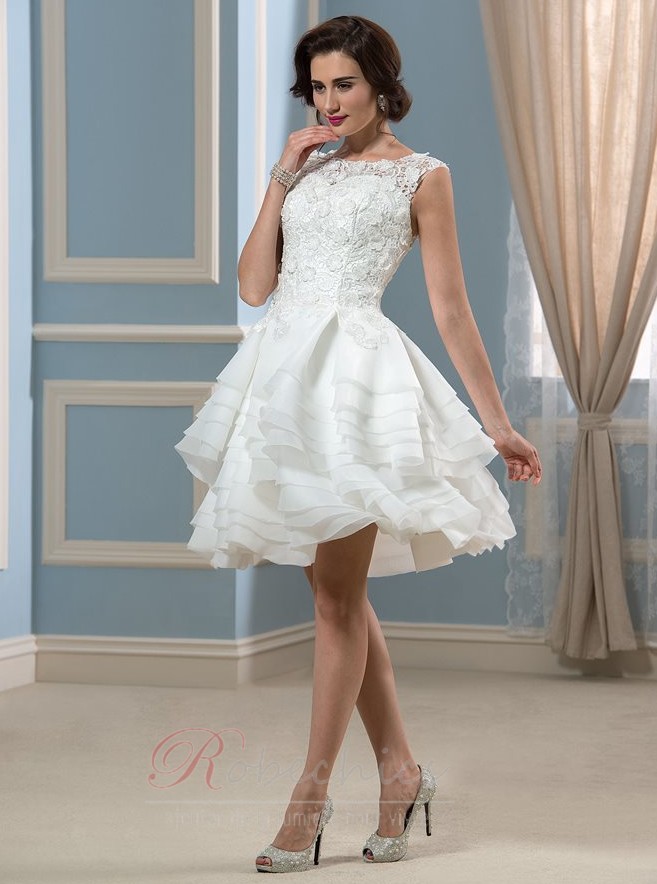 Robe de mari e Longueur Genou A ligne Balan oire Rectangulaire