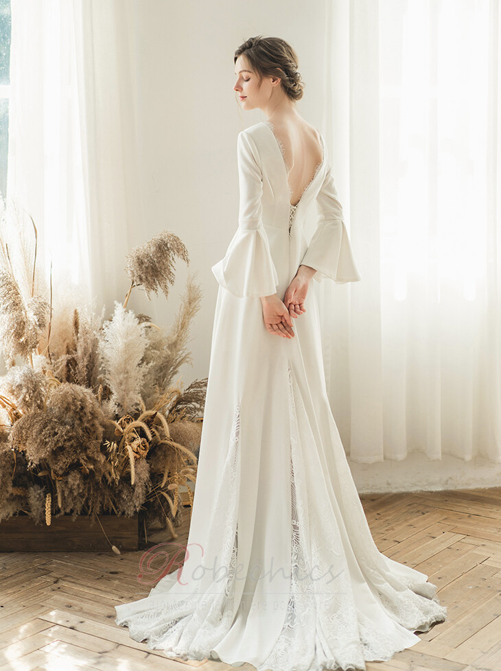 Robe de mariée vintage manche longue 2025