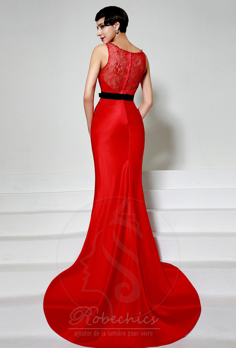 Robe de soirée on sale col bateau rouge