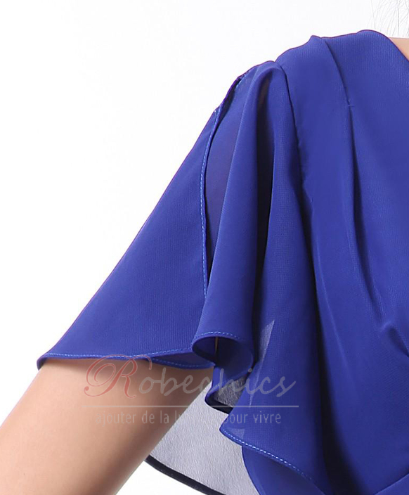 Robe Mère de Mariée Dolman Sleeves Zip Automne Plissé Col en V